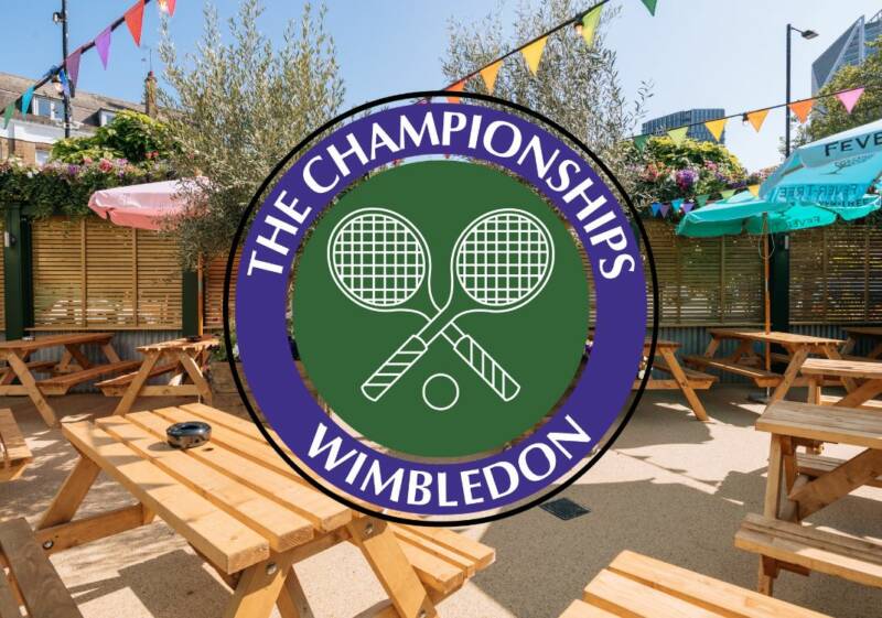 People enjoying Wimbledon at The Ship with Pimms in Southwark