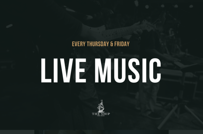 Graphic to promote live music performances at The Ship Southwark